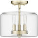 Asheville 3 Light 11 inch Modern Gold Indoor Semi-Flush Ceiling Light